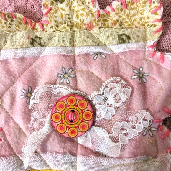 OOAK Handmade Quilted Snowflake Decoration Shabby Chic Boho - Picture 1 of 6